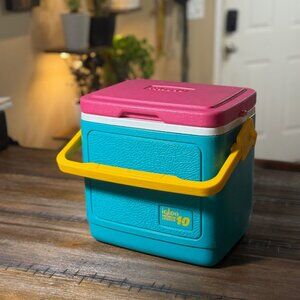 VTG Retro 90s (1989) Igloo Legend 10 Neon Teal Magenta Beach Cooler HTF Rare